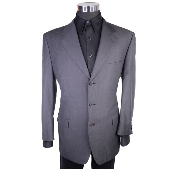 Canali Solid Gray Wool Blazer Sport Coat Mens Size 42R/S Three-Button Jacket - Picture 2 of 13